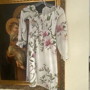 Guess Textured Floral Dress - Pink and Green